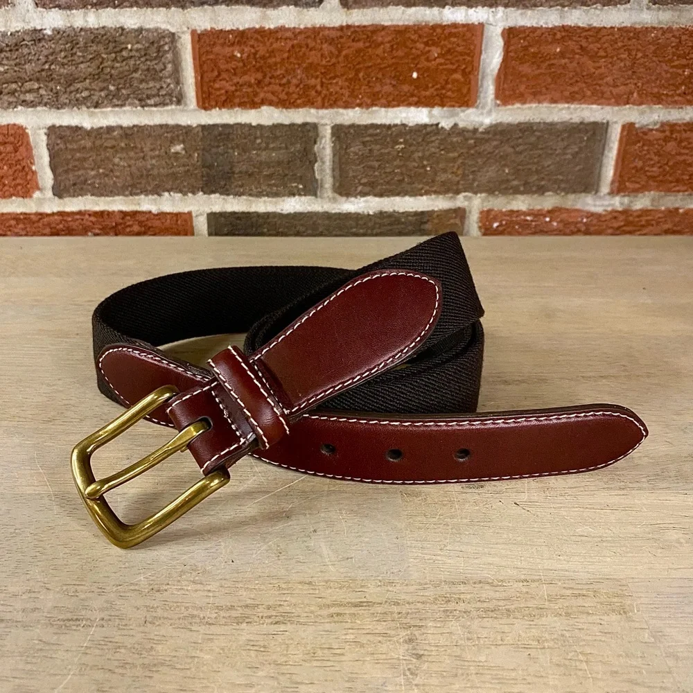 LL Bean Comfort Waist Belt‎ Men Black & Maroon Size 42